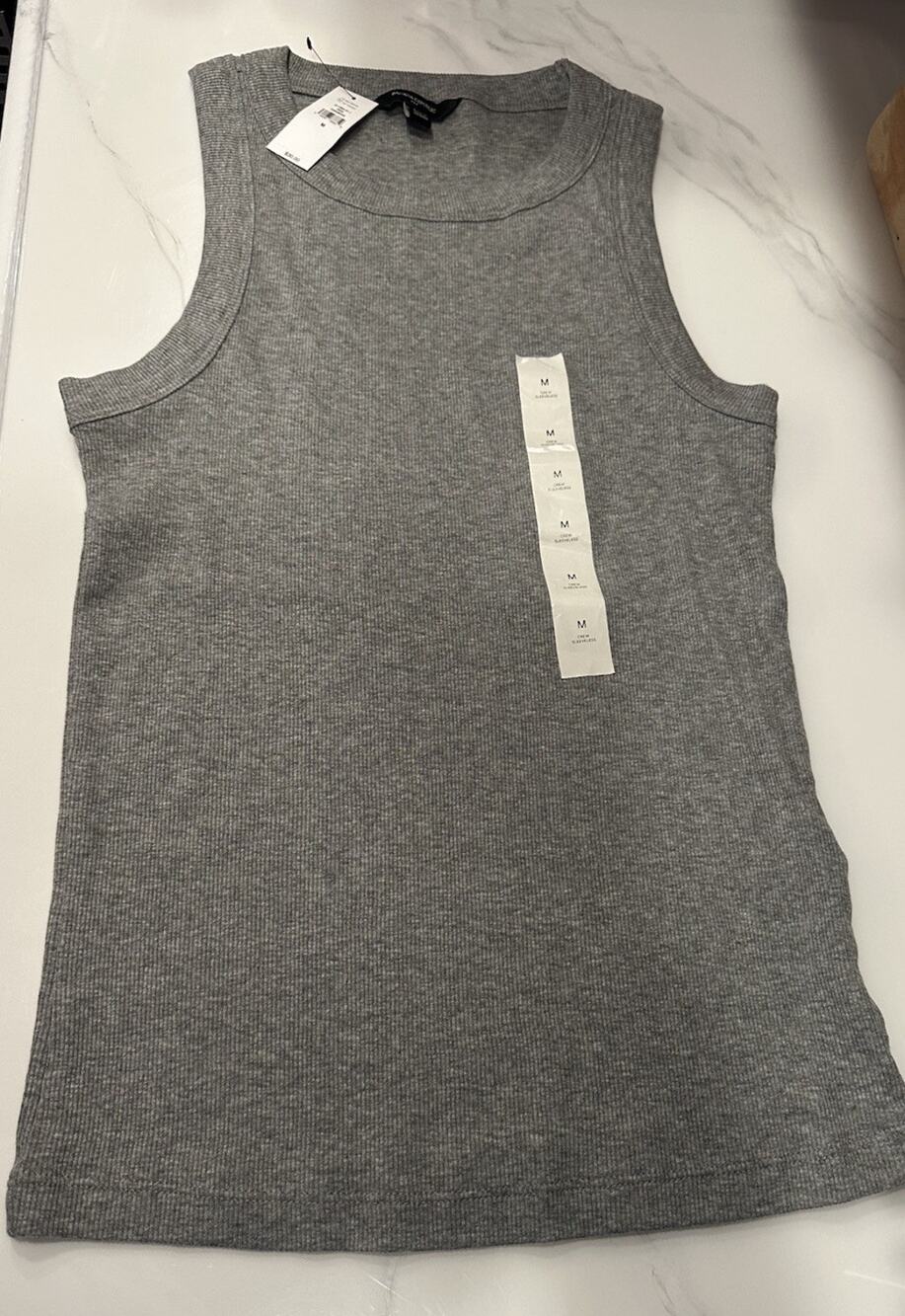 Banana Republic Factory Ribbed Racer Tank Crewneck Size Medium Gray Stretch NEW